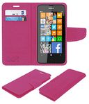 ACM Mobile Leather Flip Flap Wallet Case Compatible with Nokia Lumia 630 Mobile Cover Pink