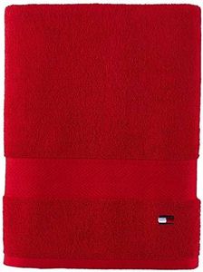 Tommy Hilfiger Modern American Solid Bath Towel, 30 X 54 Inches, 100% Cotton 574 GSM (Chinese Red)