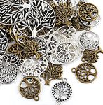 Naler 80pcs Tree of Life Pendant Charm, Assorted Color Styles Charms for DIY Jewellery Making, Bracelet, Necklace, Earring, Jewellery Finding Craft Decoration Accessories