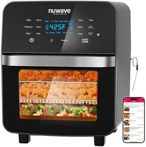 Nuwave Brio 15.5Qt 10-IN-1 Air Fryer Rotisserie Oven, XL Family Size, Even & Crisp AirFry, Reheat, Roast, Dehydrate for Quick Meals, 50°-425°F Control, 100 Presets & 50 Memory, Dishwasher-Safe, 1800W