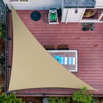 ShadeMart 14' x 14' x 19.8' Sand Beige Sun Shade Sail Right Triangle SMTAPT18 Canopy Fabric Cloth Screen, Water Air Permeable & UV Resistant, Heavy Duty, Carport Patio Outdoor - (We Customize Size)