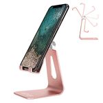 Adjustable Cell Phone Stand, Urmust Aluminum Phone Holder for Desk, Angle Adjustable Phone Holder Dock,Compatible with iPhone14 / 13/12 /11 and Other Phones, Office Accessories -Rose Gold