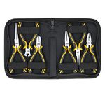 TOUGH MASTER Mini Pliers Set 6pcs Jewellery Plier Tool Kit with Zip Storage Case | Needle Nose Pliers, Round Nose Pliers, Bent Nose Pliers, Side Cutting Pliers, End Cutting Pliers, Combination Pliers