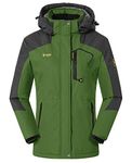 JHMORP Women's Winter Ski Snow Jacket Coat Softshell Insulated Windbreaker Snowboard Plus Size Fleece Jacket Hooded (Grass Green,CA XXL)