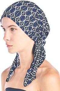 Ashford & Brooks Women's Pretied Printed Fitted Headscarf Chemo Bandana - Navy Aztec