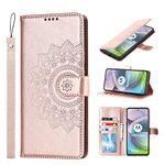 SunYoo for etui Motorola Moto G 5G Case Wallet with Cards Holder,Coque Pour Motorola Moto One 5G Ace Flower Strap Case,Leather Case Women Flip Cover Bag étui portefeuille Pour Femmes Pink