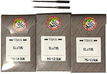 30pcs Organ serger Needle elx705 705 2022 Chain Stitch Flat Shank (Mix Size (11SUK, 12SUK, 14SUK))