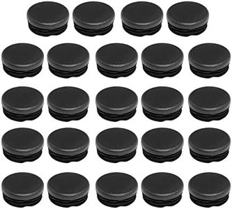 Litoexpe 24 Pieces 1-1/2 Inch Round Plastic Plug, Tubing Post End Caps Black Furniture Feet Inserts for Glide Protection for Table Chairs and Furnitures, 38mm