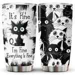 Gifts for Halloween, Black Cat Tumbler with Lid 20 oz Stainless Steel, Cat Coffee Mug, Cat Cup, Birthday Christmas Gifts for Cat Lovers