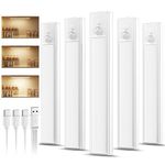 daphomeu 5 Pack Rechargeable Under Cupboard Kitchen Lights, 20CM Dimmable Warm Cabinet Light, LED Motion Sensor Lights Indoor, Magnetic Stick Light for Kitchen Shelf Stairs Wardrobe