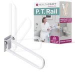 HEALTHCRAFT P.T. Rail 28" Left Side, Fold-Down Toilet Rail - White