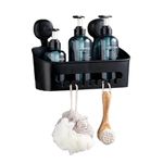 ZUVO Shower Caddy Suction Cup No Drill & Adhesive Shower Caddy Basket - Best Shower Organizer in Bathroom Accessories for Soap, Shampoo, Toothbrush, Black