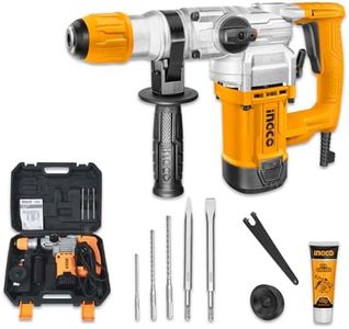 Ingco Rotary Hammer, Hammer Drill Machine,1050W,3800Bpm, Sds Plus Chuck System, With 3 Drills And 2 Chisels - Multicolor