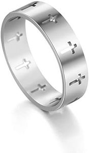 Dreamtimes Anello Croce Anello in Acciaio Inossidabile Cristiano Gesù Cristo Signore Preghiera Gioielli Coppia Anelli Fidanzamento Regalo di Nozze di Moda Per Uomo Donna Colore Argento