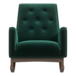 ASHCROFT Dalston Mid-Century Modern Tufted Tight Back Velvet Rocking Chair in Green