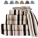 TheWhiteWater – 100% Natural Cotton HAND TOWEL (Brown – 50 x 85 cm) – 6 Threads Combed Stripe – Royal Victorian Flossy Stripe Salon Design – 550 GSM – Gym or Home use (1 x Hand Towel, Brown)