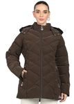 ELLIPSE Nylon Full-Sleeve Winter Jacket With Detachable Hood For Girls & Women | Color - Coffe | Size - L