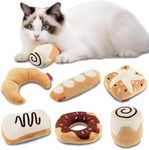 Gigwi Catnip Toys for Indoor Cats, Interactive Cat Toys for Kittens, Crinkle Pillow Cat Kicker Toys, Soft Teething Exercise Kitty Toy Bread Set of 6 Cat Chew Toy Plush