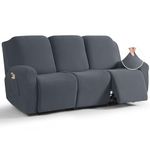 TAOCOCO Recliner Sofa Covers 8-Pieces Stretch Large Couch Covers for 3 Seats Reclining Slipcovers Soft Jacquard Pattern Furniture Protector Grey