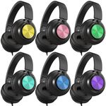 AILIHEN Headphones Wired 6 Pack for School Bulk, Over-Ear Headsets with Microphone for Kids Students, Teens, Classroom, Library, Chromebook, Laptop, Adjustable, Foldable, 3.5mm Jack (6 Colorful)