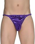 Satini Men's Underwear Satin Tanga Bikini Briefs Panties (Indigo, S)