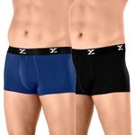 XYXX Men's Underwear Ace IntelliSoft Antimicrobial Micro Modal Trunk Pack of 2 (Twilight Blue;Black; M)