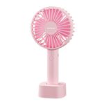 UN1QUE Mini Portable Hand Fan - Powerful Brushless Motor Small Fan, 3-Speeds, USB Rechargeable Fan with Base for Travel, Office, Kitchen, Face Makeup and Outdoor Use - for Women and Men (Pink, X3 Pro)