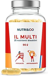 Multivitaminico Multiminerale | 25 Vitamine e Minerali con Zinco, Magnesio, Coenzima Q10, Vitamina A,B,C,D3,E,K2 | Integratore Multivitaminico Completo per Uomo e Donna | 90 Capsule | Nutri&Co