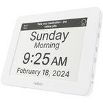 Robin Talking Clock with Day & Date for Elderly, Clocks for Seniors, Dementia Clock, Digital Calendar Clock Elderly Bedside Clocks Seniors Alzheimers Products Dementia Clocks Seniors Extra Large White