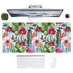 Anyshock Desk Mat, Extended Gaming Mouse Pad 35.4" x 15.7" XXL Keyboard Laptop Mousepad with Stitched Edges Non Slip Base, Water-Resistant Computer Desk Pad for Office and Home (Cactus)