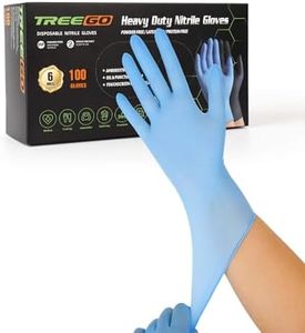 TREEGO 6 Mil Nitrile Exam Gloves, Heavy Duty Disposable Latex & Powder Free, Chemical Resistant, Textured Grip for Cooking, Mechanic (Blue-100, M)