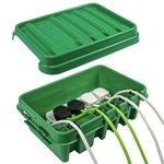 DRiBOX – Medium IP55 Weatherproof Outdoor Electrical Connection Box 34 x 22 x 11.7cm – Power Cord Enclosure for Christmas Lights, Timers, Extension Cables, Leads, Reels, Transformers (Medium, Green)