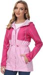 Lightbare Women’s Lightweight Water Resistant Rain Coat Ripstop Packable Breathable Hooded Jacket Windbreaker LB02W, Rose Pink/Light Pink, X-Small