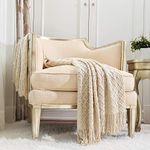 CREVENT Home Decor Rustic Couch Sofa Chair Bed Throw Blanket Soft Warm Cozy Light Weight for Travelling in Spring Summer (127cmX152cm Beige/Ivory)