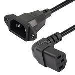 CERRXIAN Panel Mount C14 to 90 Degree C13 PDU Power Supply Extension Cable,IEC 320 C14 Male to UP Angle C13 Female 3 Pin Power Cord,for Monitors,Computers,Etc-0.3M/11.8inch