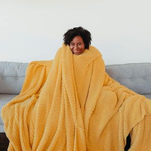 Big Blanket Co Premier Plush Sunflower | Ultra-Plush Fluffy Blanket | 100 Square Feet | Breathable, Microfiber Blanket That Wraps You in Cloud-Like Comfort | Blankets That Redefine King-Size