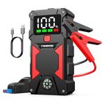 FNNEMGE Car Jump Starter, 5000A Peak 24800mAh 12V Jump Starter Battery Pack(Up to All Gas, 8.0L Diesel Engine),with USB Charge Output Port,LED Light,HD Large Screen