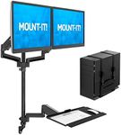 Mount-It! Wall Mount Workstation with Dual Monitor Mount, Keyboard Tray and CPU Holder, Height Adjustable Full Motion Arms, Fits Two 32 Inch Computer Screens