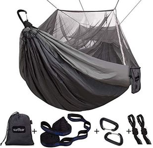 Single & Double Camping Hammock with Mosquito/Bug Net, 10ft Hammock Tree Straps and Carabiners, Easy Assembly, Portable Parachute Nylon Hammock for Camping, Backpacking, Survival, Travel & More