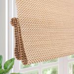 Comzone Blinds Cordless Blackout Bamboo Roman Shades, Easy Installation Natural Woven Wood Shades, Great Privacy Lined Bamboo Blinds for Windows, Sirocco