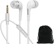 SAMSUNG Headphones 3.5mm Stereo Earphones with Remote and Mic - Original OEM - Non-Retail Packaging with Pouch - White