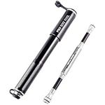 Pro Bike Tool Mini Bike Pump with Gauge, Presta and Schrader Valve Compatible Bicycle Tire Pump for Road, Mountain and BMX Bikes, High Pressure 120 Psi, Mount