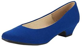 DREAM PAIRS Womens Mid Block Heels Ladies Low Court Shoes Party Wedding Shoes Round Toe Pumps Mila,Size 6.5,Royal/Blue,Mila