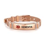 LSxAB Red Medical Alert Dementia Bracelet for Women Men's Emergency First Aid Health Alert Rose Gold Adjustable Wristband Bracelets