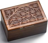 SIC Adult Cremation Urns for Human Ashes Male Female, Tree of Life Wooden Urns Box and Casket for Ashes Men Women Child, Large Burial Funeral Urns for Ashes, Holds Up to 180 lbs