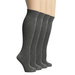 HUGH UGOLI Women's Bamboo Knee High Socks | Comfort Seam Long Dress Socks, Soft & Lightweight | 4 Pairs, Dark Grey, Shoe Size: 5-8