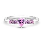 925 Sterling Silver Size 3 Lovely & Cute Pink Round & Heart Cubic Zirconia Rings for Young Girls - Fashionable CZ Ring Bands for Children - Elegant Heart Jewelries for Little Girl's Daily Accessory