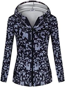 Hibelle Zip Up Hoodies for Women Zipper Hoodies Plus Size Lightweight Track Jacket Sweatshirts Fashion Fall 2022 Workout Hoodies Gym Running Tops Geometric 2X-Large