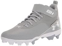 Under Armour Men's Harper 7 Mid Rubber Molded Cleat Shoe, (101) Baseball Gray/Baseball Gray/White, 11