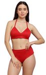 TATAIYA Women Halter-Neck Brazilian Two Piece Bikini Set (ER-010_Red_Medium)